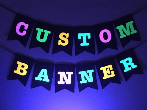 Large Neon Banner, Glow Party Banner, Personalized Banner, UV Reflective Decor, Black Light Banner, 80s Neon Party Banner, Fluorescent Decor