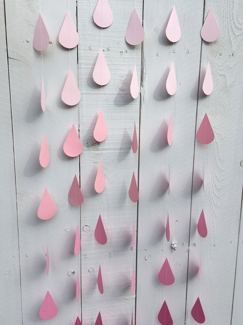 Ombré pink large raindrop garland, Pink ombré sprinkle garland, Garland for girl baby sprinkle, baby girl sprinkle decor, pink baby shower