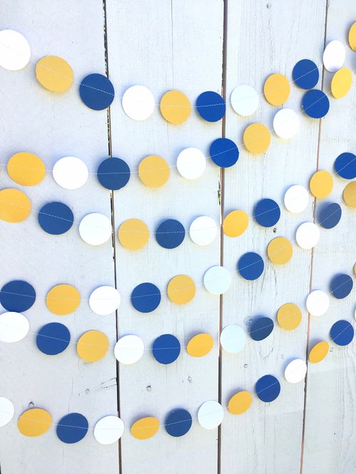 Blue and Yellow Circle Graduation Party Garland, UCLA Dorm Decor, University of California Graduation Decor, Dorm Decoration, Back to School