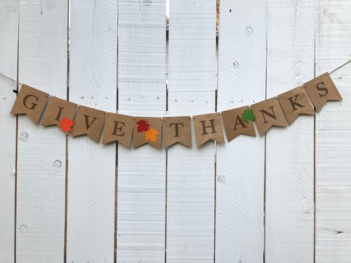Thanksgiving Banner, Give Thanks Banner, Autumn Decor, Thanksgiving Decoration, Fireplace Mantel Decor, Fall Decoration, Food Table Backdrop