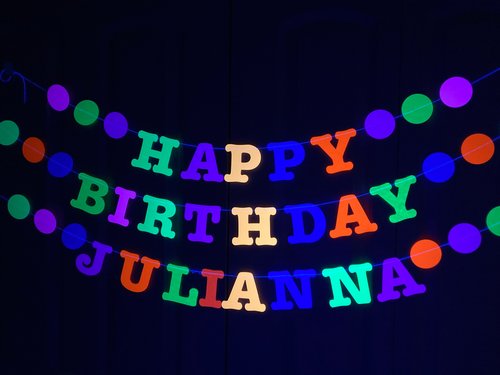 Glow Party Birthday Banner, Neon Birthday, UV Reflective Decor, Banner, Glow Party Decor, Birthday Banner, 80s Party, Sweet 16 Glow Party