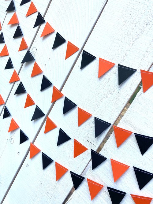 Black and Orange Graduation Party Decoration, Triangle Graduation Bunting Garland, Oklahoma State, Oregon State, Occidental College