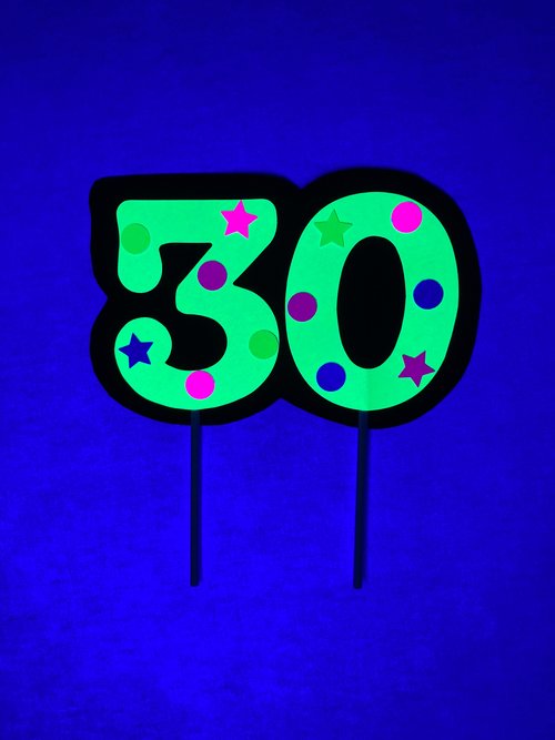 Neon Number Cake Topper, Glow Party Cake Topper, Neon Birthday Cake Topper, UV Reflective Cake Decoration, Fluorescent Neon Cake Decor