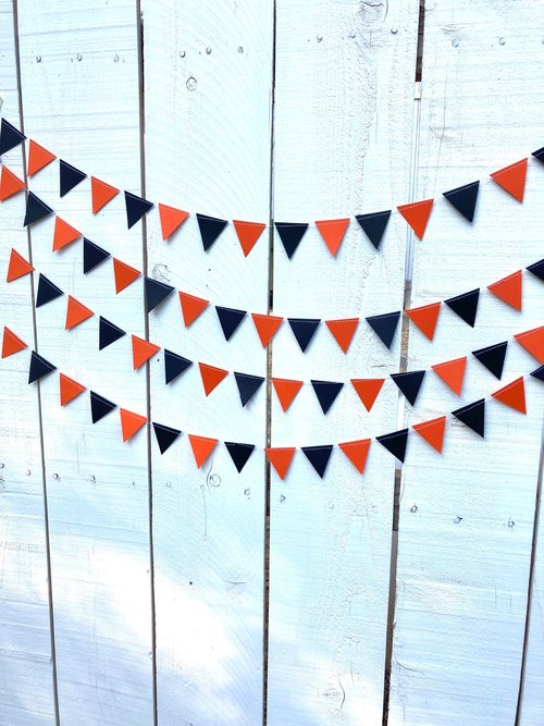 Halloween garland, Halloween Party Decoration, Black and Orange, Fall Decor, Classroom Decoration, Paper Party Streamer, Halloween Bunting
