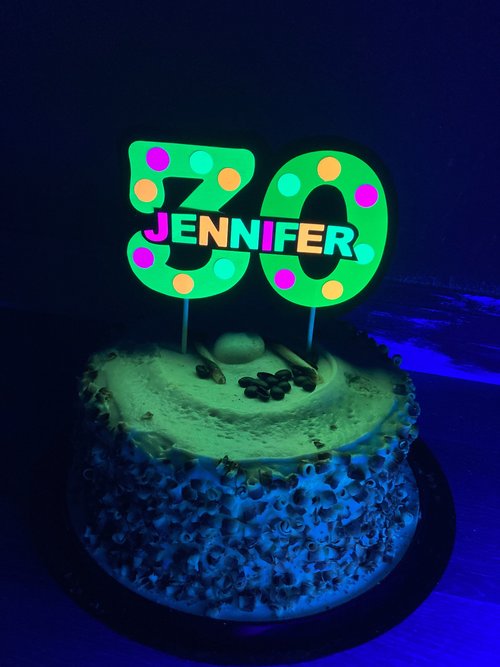 Neon Green Cake Topper, Glow Party Cake, Glow Birthday Cake, Personalized Cake Topper, Glow Party Decor, Neon Birthday, Glow in the Dark