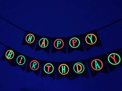 Neon Birthday Banner, Glow Party Banner, 80s Birthday Party, Black Light Party, Sweet 16 Glow Party, 80s Party, Retro Birthday, Skate Party