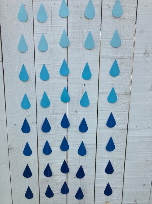 Ombré blue large raindrop garland, Blue ombré sprinkle garland, baby sprinkle, baby boy sprinkle decor, blue baby shower, boy baby shower