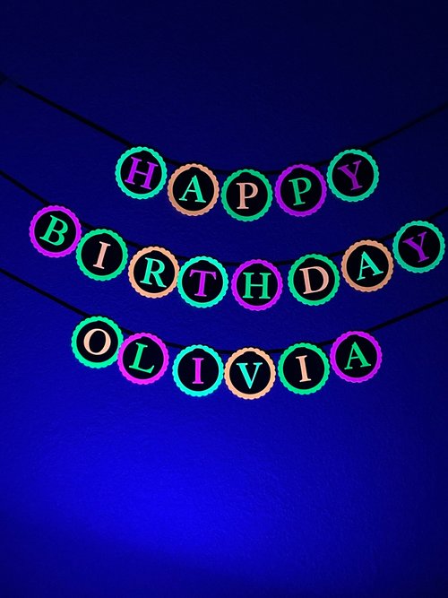 Glow Party Neon Black Light HAPPY BIRTHDAY banner
