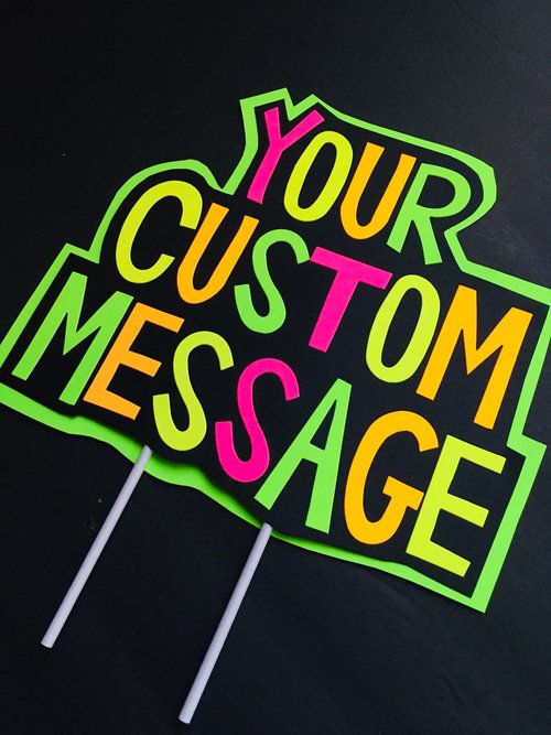 Glow Party Cake Topper, Neon Birthday Cake Topper, Personalized Cake Topper, UV Reflective Cake Decoration, Fluorescent Neon Cake Decor