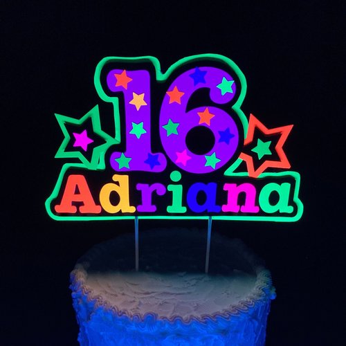 Glow Party Cake Topper, Neon Cake Topper, Birthday Cake Decor, Personalized Topper, Name Topper, Age Topper, Glow Party Decorations