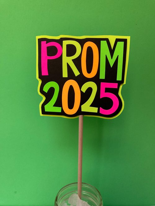 Neon Prom 2025 Sign, Retro Font, School Light Up Dance Party, Colorful Table Decoration, Glow Decor, Custom Centerpiece, Black Light Prop