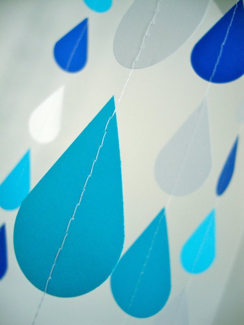 Blue and Turquoise Raindrops, Raindrop Garland, Baby Sprinkle Decoration, Sprinkle Shower Decor, Baby Shower Backdrop, Baby Boy Shower
