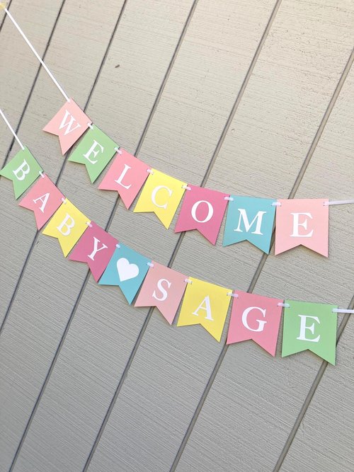 Welcome Baby Banner, Baby Shower Decoration, Baby Sprinkle Personalized Banner, Custom Sign, Nursery Decor, Gift and Food Table Backdrop