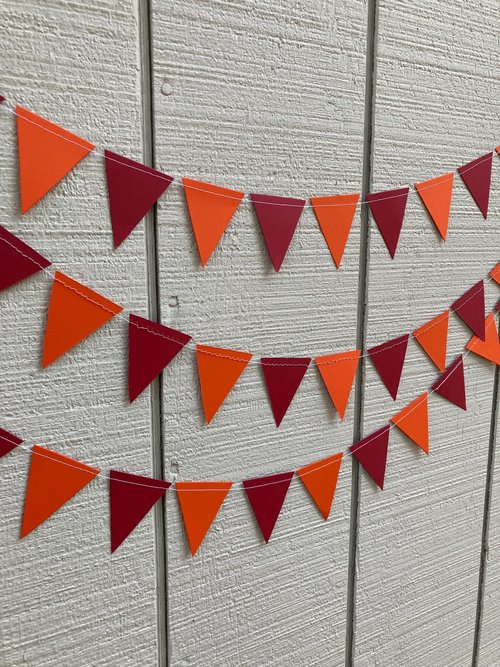 Virginia Tech graduation party garland, College Color Triangle Bunting, University dorm decor, Bed Party Streamers, Virginia Tech pennant