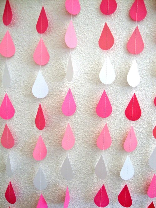 Pink and White Raindrop Bunting, Pink Sprinkle Garland, Girl Baby Shower Decoration, Baby Shower Garland, Pink Raindrops, Sprinkle Shower