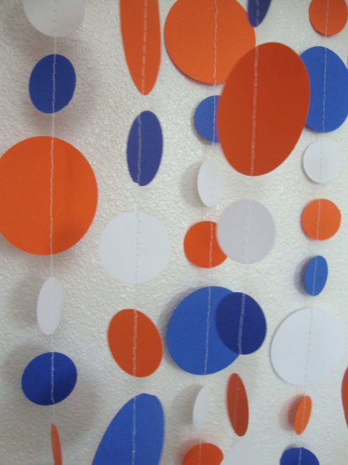 Graduation Garland, Graduation Party Decor, Blue Orange Garland, Wheaton College, U of Illinois, School Colors Bunting, Party Backdrop