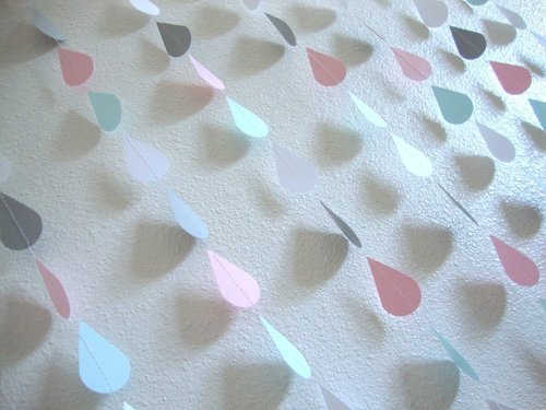 Raindrop Garland, Baby Shower Decor, Neutral Baby Shower, Pink and Blue Baby, Gender Reveal, Baby Sprinkle, Shower Backdrop, Virtual Shower