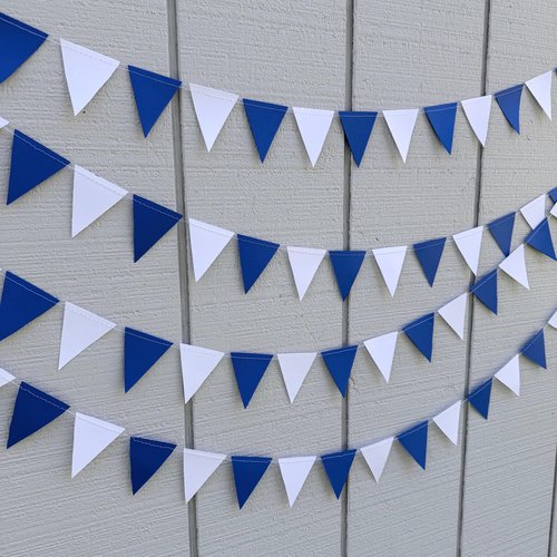 Royal Blue and White Pennant Flags, Graduation Garland, Back to School Dorm Decor, University of Kentucky, Buffalo, Dubuque, Saint Louis