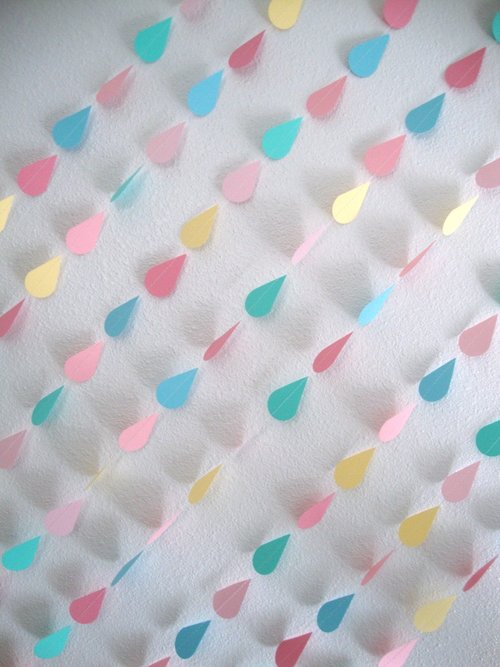 Pastel Sprinkle Garland, Raindrop Garland, Baby Shower Backdrop, Baby Shower Decor, Noah's Ark Party, Baby Sprinkle, Neutral Baby Shower