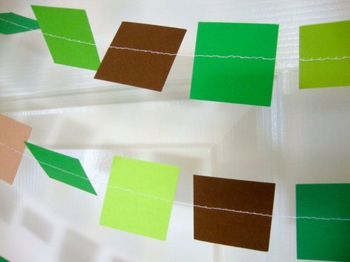 Green and Brown Square Party Garland, Video Pixel Birthday Decoration, Minecraft-Colored Birthday Garland, Gamer Birthday Party Decor