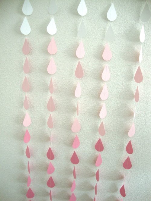Ombre Pink Raindrop Garland for Baby or Bridal/Wedding Shower, or Sprinkle Party