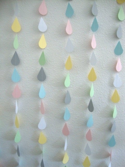 Pastel Raindrop Garland, Baby Shower Backdrop, Neutral Baby Sprinkle, Gender Reveal, Virtual Baby Shower, Noah's Ark Party, Zoom Party
