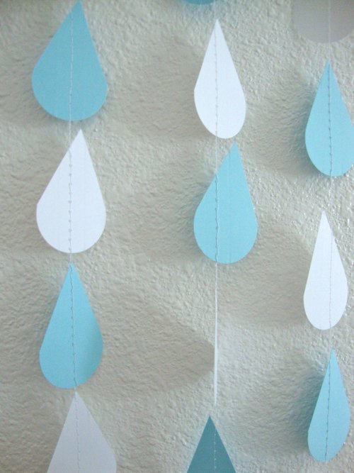 Baby Blue and White Raindrops, Baby Shower Decoration, Paper Raindrop Garland, Baby Sprinkle, Boy Baby Shower, Baby Sprinkle Decor