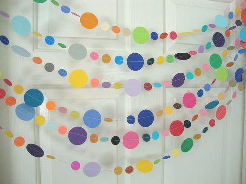 Colorful Garland, Paper Circle Garland, All Occasion Garland, Rainbow Birthday Garland, Fiesta Bunting, Celebration Decor, Bright Garland