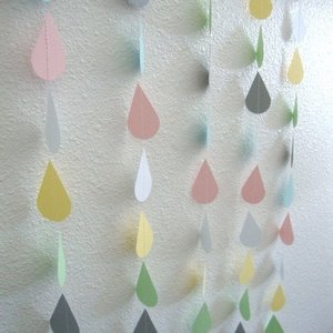 Pastel Raindrop Garland, Baby Shower Backdrop, Neutral Baby Sprinkle, Gender Reveal, Virtual Baby Shower, Noah's Ark Party, Zoom Party