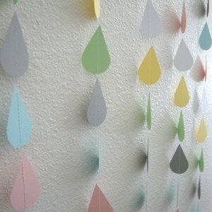 Pastel Raindrop Garland, Baby Shower Backdrop, Neutral Baby Sprinkle, Gender Reveal, Virtual Baby Shower, Noah's Ark Party, Zoom Party