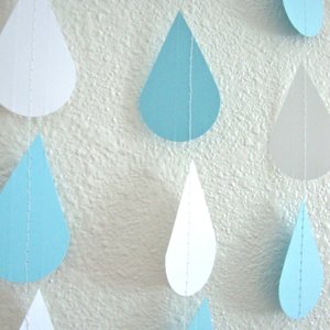 Baby Blue and White Raindrops, Baby Shower Decoration, Paper Raindrop Garland, Baby Sprinkle, Boy Baby Shower, Baby Sprinkle Decor