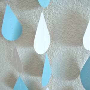Baby Blue and White Raindrops, Baby Shower Decoration, Paper Raindrop Garland, Baby Sprinkle, Boy Baby Shower, Baby Sprinkle Decor