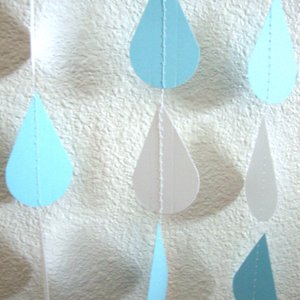 Baby Blue and White Raindrops, Baby Shower Decoration, Paper Raindrop Garland, Baby Sprinkle, Boy Baby Shower, Baby Sprinkle Decor