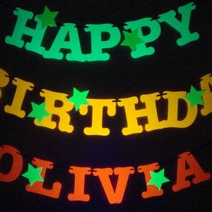 Glow Party Birthday Banner, Neon Personalized Sign, Glow in the Dark Decoration, Neon Dance Party Decor, Sweet 16 Glow Party, Black Light
