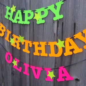 Glow Party Birthday Banner, Neon Personalized Sign, Glow in the Dark Decoration, Neon Dance Party Decor, Sweet 16 Glow Party, Black Light