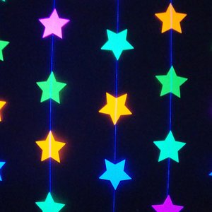 Glow Party Decorations, Neon Star Garland, Black Light Party Decor, Fluorescent Star Garland, Sweet 16 Glow Party, 80s Party, Skate Party