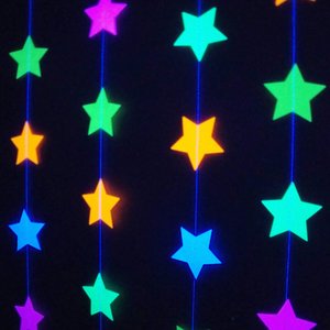 Glow Party Decorations, Neon Star Garland, Black Light Party Decor, Fluorescent Star Garland, Sweet 16 Glow Party, 80s Party, Skate Party