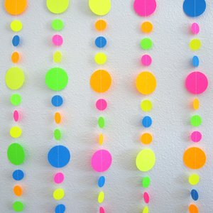 Glow Party Neon garlands, Retro 80s decor, Black light party decorations, Glow in the Dark party backdrop