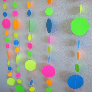 Glow Party Neon garlands, Retro 80s decor, Black light party decorations, Glow in the Dark party backdrop