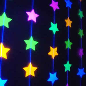 Glow Party Decorations, Neon Star Garland, Black Light Party Decor, Fluorescent Star Garland, Sweet 16 Glow Party, 80s Party, Skate Party
