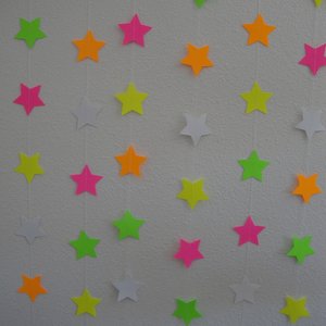 Glow Party Decorations, Neon Star Garland, Black Light Party Decor, Fluorescent Star Garland, Sweet 16 Glow Party, 80s Party, Skate Party