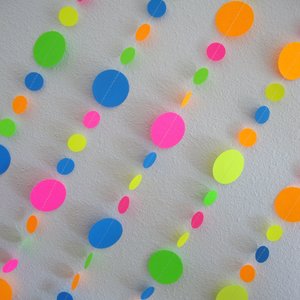 Glow Party Neon garlands, Retro 80s decor, Black light party decorations, Glow in the Dark party backdrop