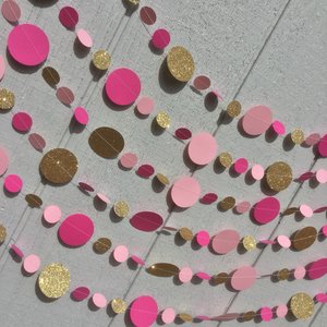 Barbie Party Decor, Pink Gold Glitter Garland, Barbie Birthday, Girl Party Decoration, Pink and Gold Streamer, Barbie Bunting, Pink Party