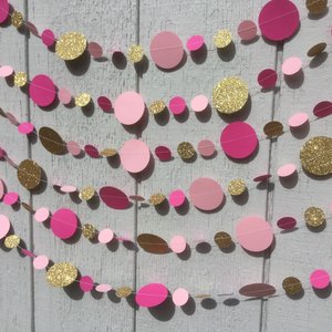 Barbie Party Decor, Pink Gold Glitter Garland, Barbie Birthday, Girl Party Decoration, Pink and Gold Streamer, Barbie Bunting, Pink Party