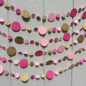 Barbie Party Decor, Pink Gold Glitter Garland, Barbie Birthday, Girl Party Decoration, Pink and Gold Streamer, Barbie Bunting, Pink Party