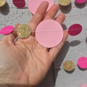 Barbie Party Decor, Pink Gold Glitter Garland, Barbie Birthday, Girl Party Decoration, Pink and Gold Streamer, Barbie Bunting, Pink Party