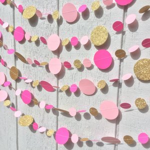 Barbie Party Decor, Pink Gold Glitter Garland, Barbie Birthday, Girl Party Decoration, Pink and Gold Streamer, Barbie Bunting, Pink Party