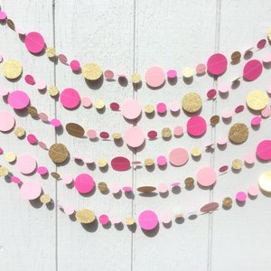 Barbie Party Decor, Pink Gold Glitter Garland, Barbie Birthday, Girl Party Decoration, Pink and Gold Streamer, Barbie Bunting, Pink Party