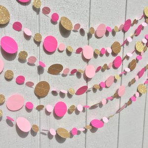 Barbie Party Decor, Pink Gold Glitter Garland, Barbie Birthday, Girl Party Decoration, Pink and Gold Streamer, Barbie Bunting, Pink Party