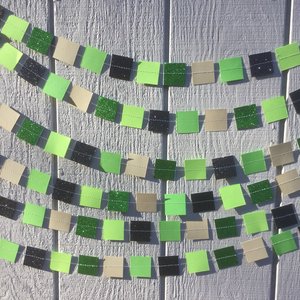 Square Party Garland Decoration with Glitter, Video Game Birthday Decoration, Minecraft Party Garland